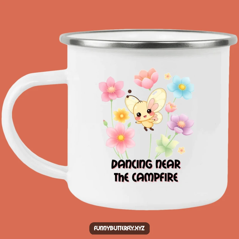 Funny Cheerful Butterfly Dancing Camping Mug - Outdoor Petal Fun Gift