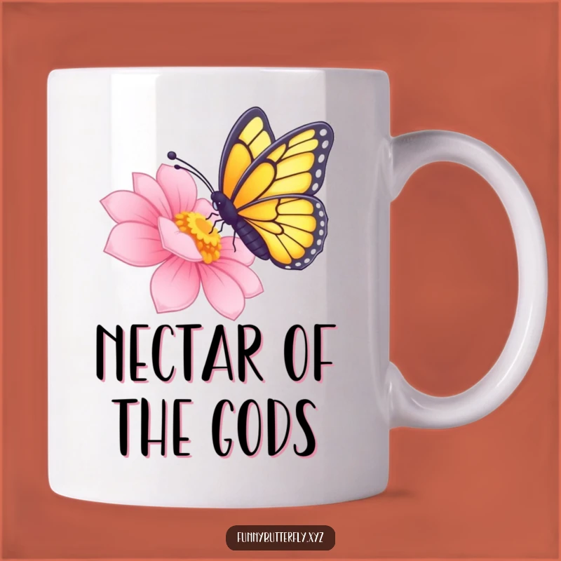 Funny Nectar Sipping Butterfly Mug - Radiant Flower Insect Gift