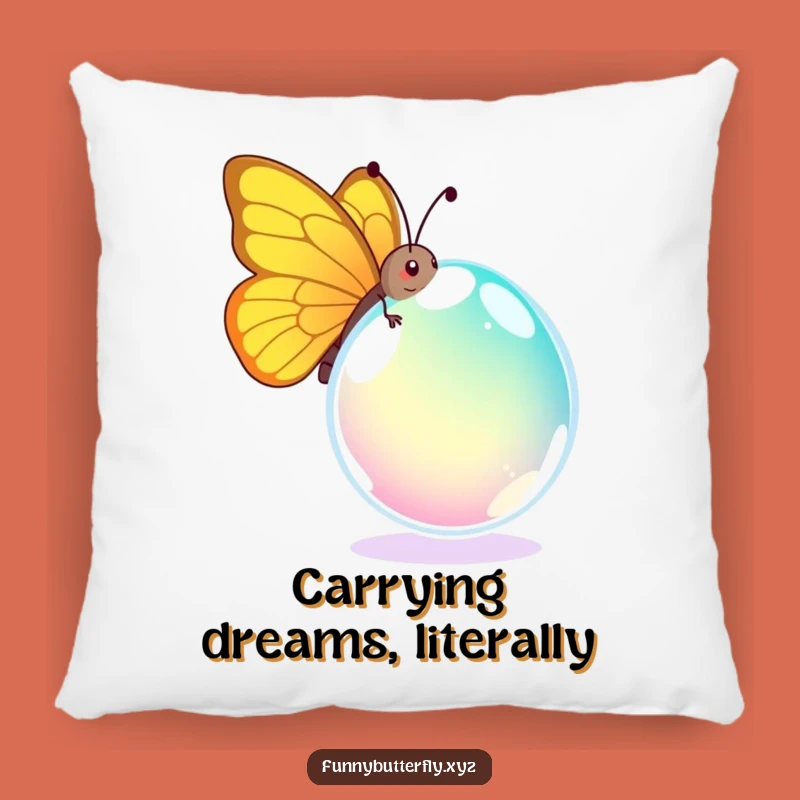 Funny Butterfly Dewdrop Pillow: Comfy Comical Insect Accent for Cozy Humor