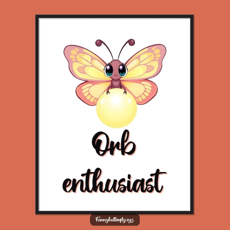 Funny Butterfly Orb Digital Print: Instant Enchanting Art for Curious Spaces