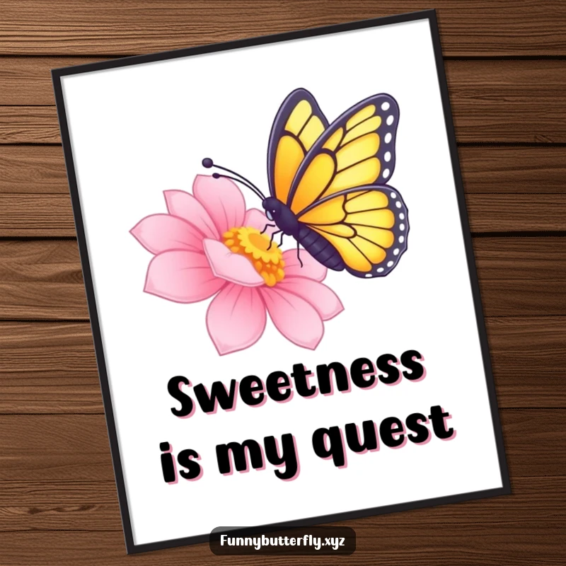 Funny butterfly extending its proboscis to sip nectar from a radiant flower, presented as downloadable art.