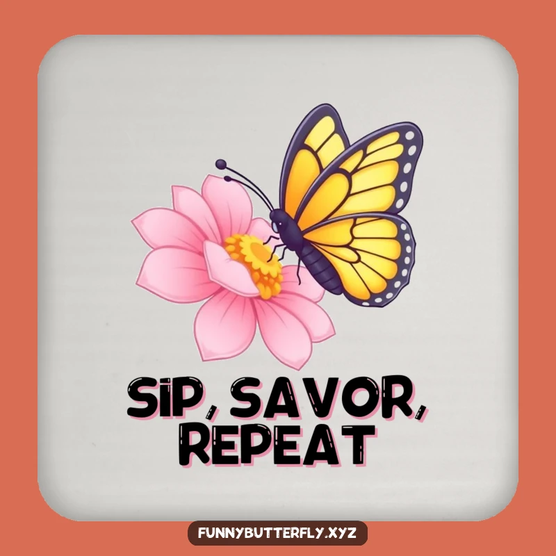 Funny Nectar Sipping Butterfly Coaster - Radiant Flower Protection Gift