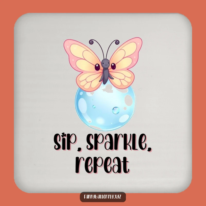 Funny Sparkling Kawaii Butterfly Coaster - Dewdrop Protection Gift