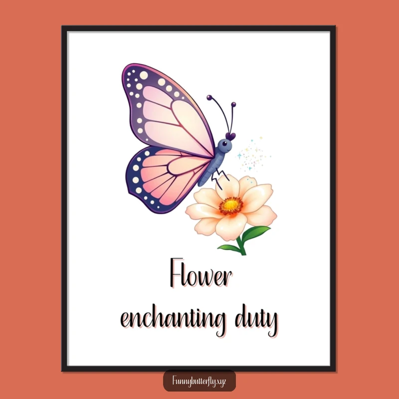 Funny Butterfly Poster: Artistic Sparkle Dust Flower Wall Art