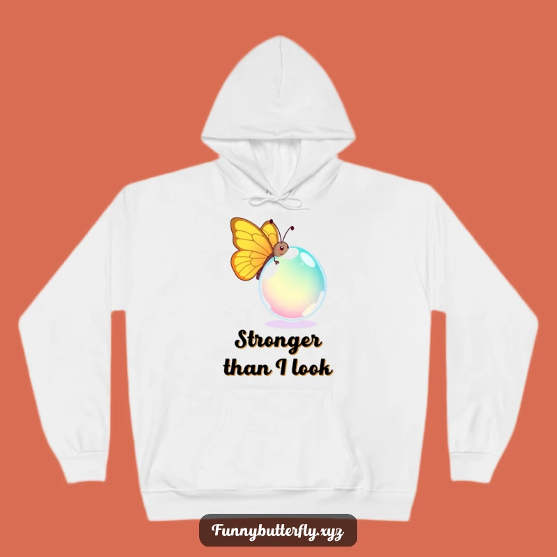 Funny Butterfly Dewdrop Struggle Hoodie: Cozy Comical Insect Warm Apparel Gift
