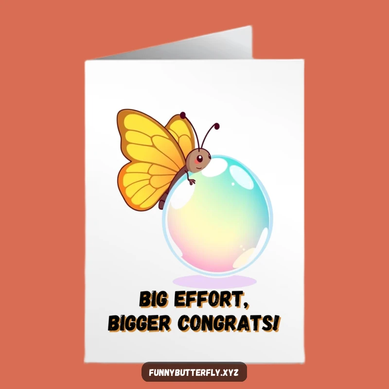 Free Printable Congratulations Card: Funny Butterfly Dewdrop Triumph - Joyful Downloadable Gift