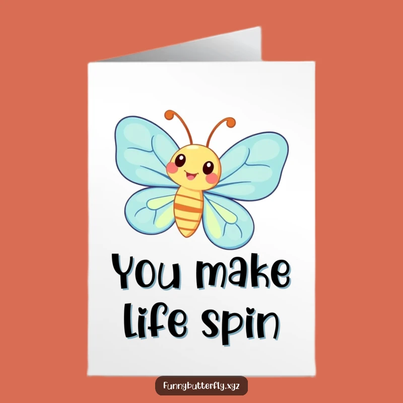 Free Printable Thank You Card: Whimsical Butterfly Spinning, a downloadable happy thanks!