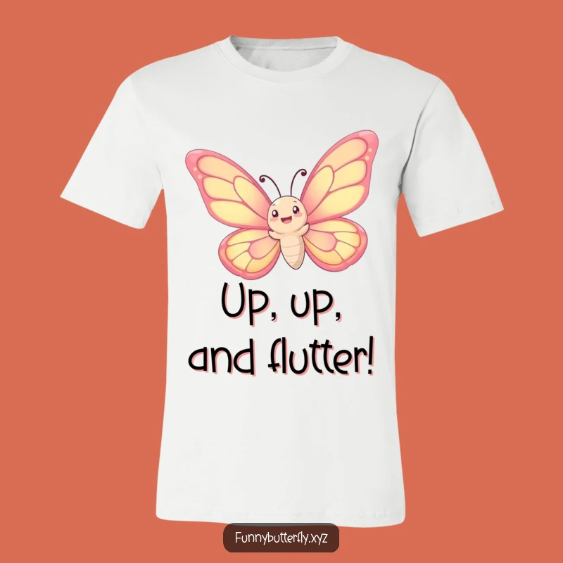 Funny Butterfly T-Shirt: Whimsical Oversized Wings Spiraling Sky Tee