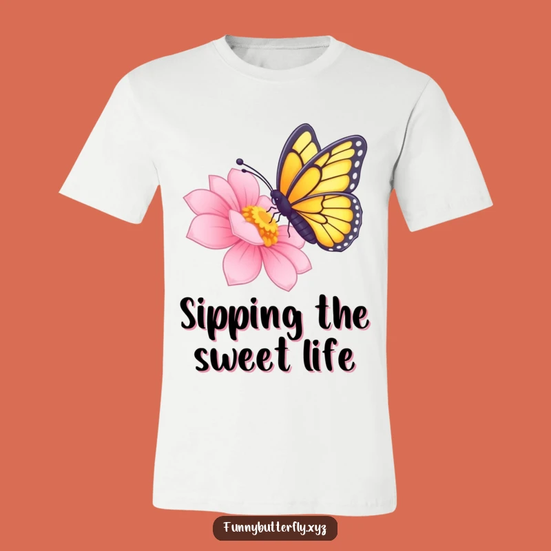Funny Nectar Sipping Butterfly T-Shirt - Radiant Flower Insect Design