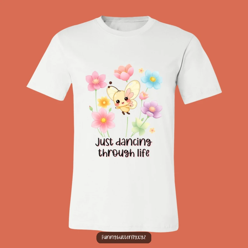 Funny Cheerful Butterfly Dancing T-Shirt - Colorful Petal Joy Shirt