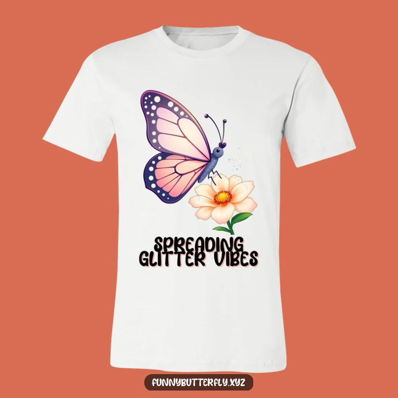 Funny Butterfly T-Shirt: Artistic Sparkle Dusting Flower Tee